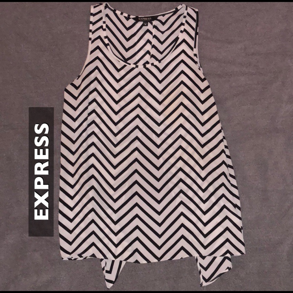 EXPRESS Split Back Sheer Chevron Striped Tank